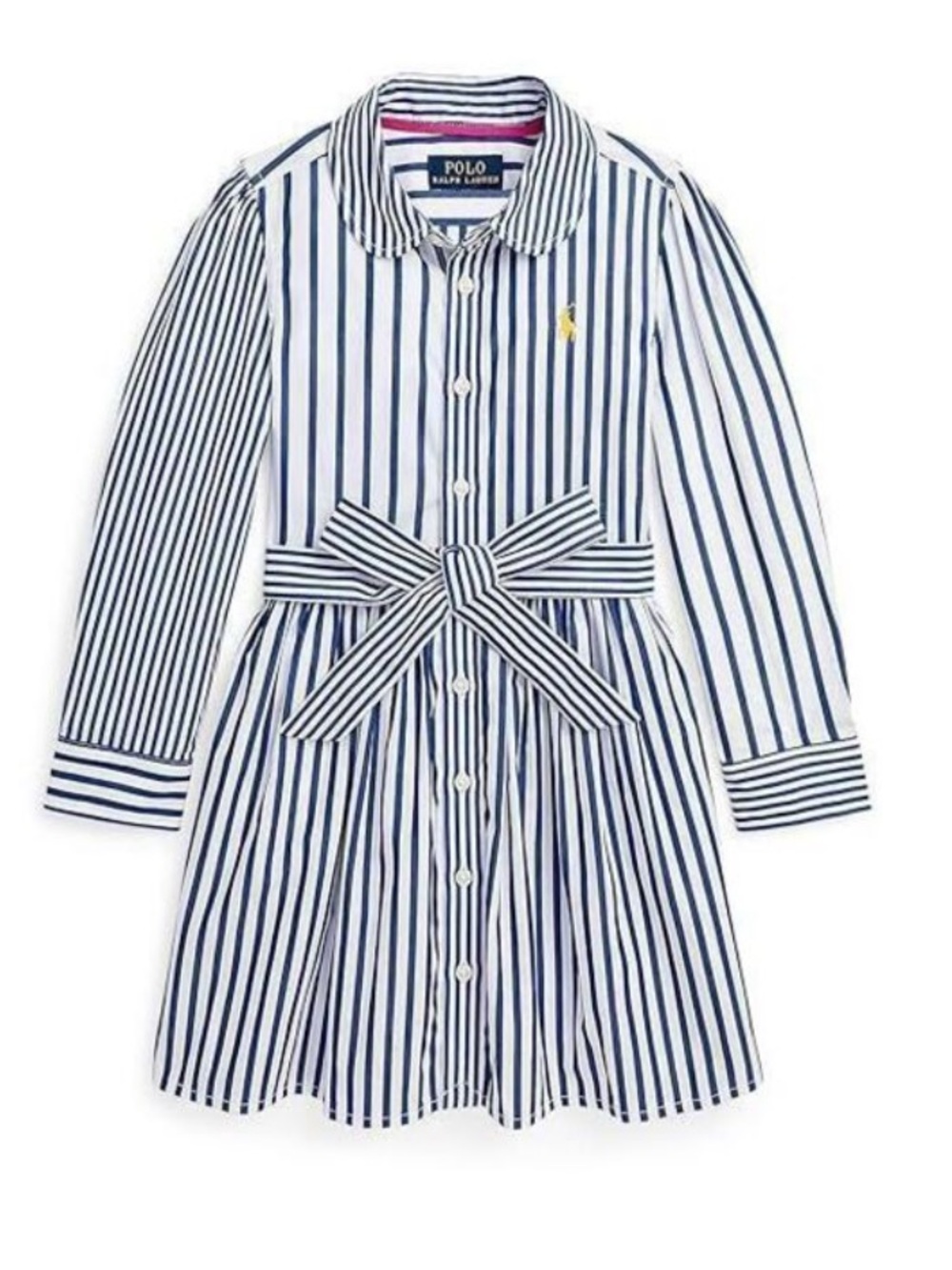 Ralph Lauren POLO Toddler Girls Long Sleeve Stripe Polo Shirt Dress Belted 2T